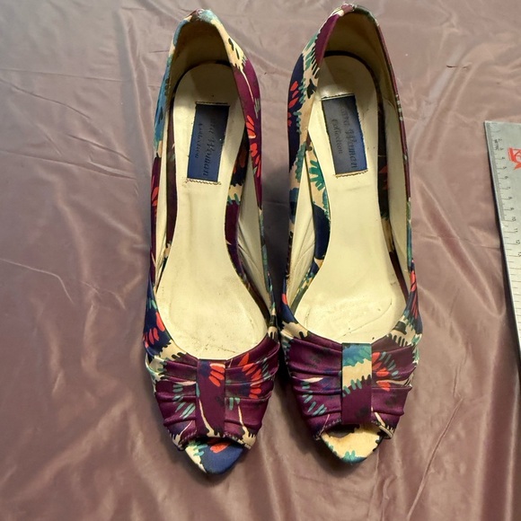 Vintage Y2K Zara Woman Collection Multicolor Peep Toe Floral 4” Heels Size 38/8 - Picture 9 of 12